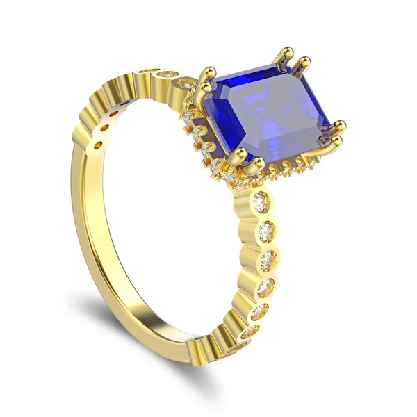 3D illustrazione isolato diamanti in oro giallo anello decorativo wi — Foto Stock