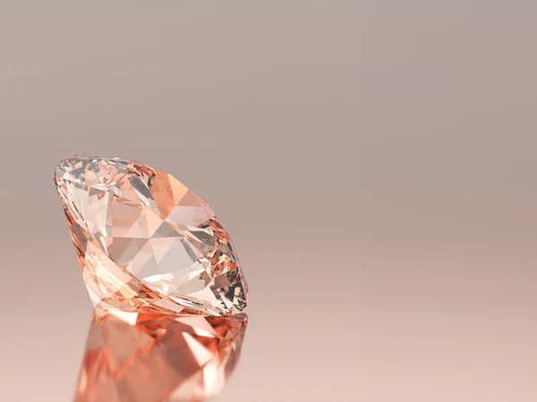 Ilustrasi 3D merah zamrud bulat berlian batu permata dengan refleksi — Stok Foto