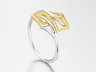 3D resimde sarı altın nişan dekoratif di ile gümüş