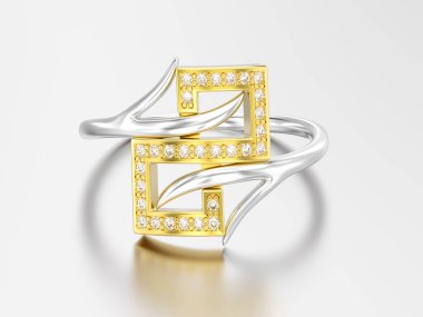 3D resimde sarı altın nişan dekoratif di ile gümüş