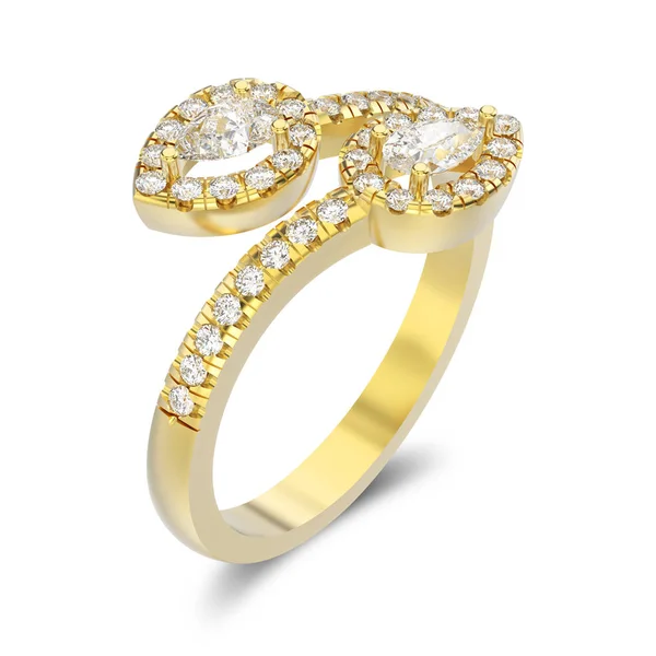 Ilustración 3D anillo de diamantes de oro amarillo aislado con s — Foto de Stock