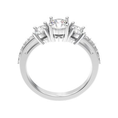 3D resimde beyaz altın veya gümüş dekoratif nişan üç