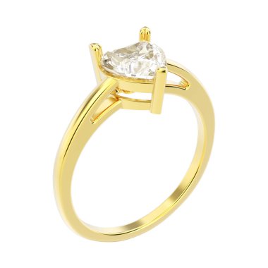 Sarı altın nişan yüzüğü diamon ile 3D illüstrasyon izole