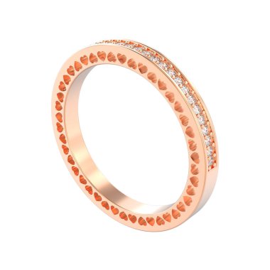 3D çizim gül altın sonsuzluk band yüzük elmas ve h ile