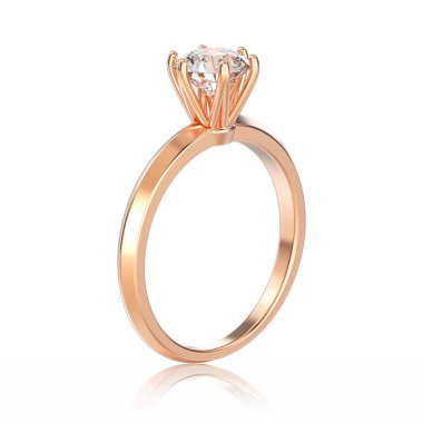 3D illüstrasyon izole gül altın geleneksel solitaire nişan