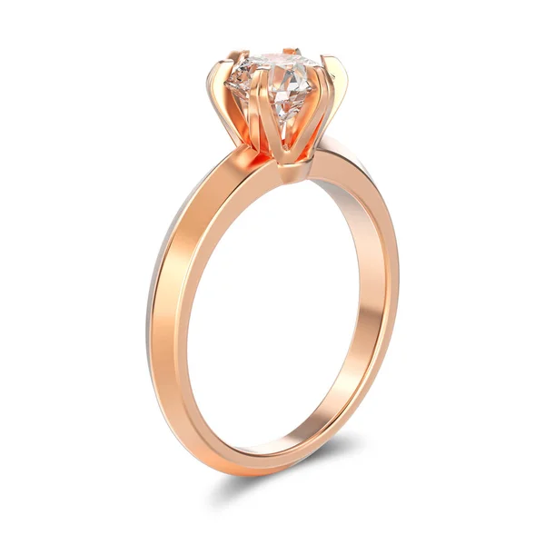 3D illustration isolated rose gold traditional solitaire engagem — Stock Photo, Image