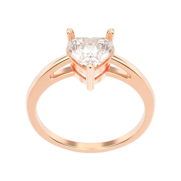 3D ilustracja na białym tle róży złoty pierścionek zaręczynowy z diamond — Zdjęcie stockowe