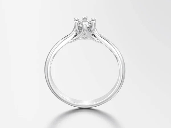 3D ilustracja białe złoto lub srebro ozdobny pierścionek zaręczynowy — Zdjęcie stockowe