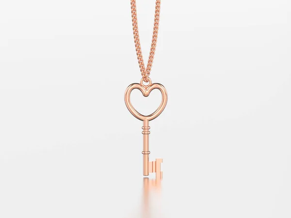 3D иллюстрация розовое золото декоративный ключ в виде сердца — стоковое фото