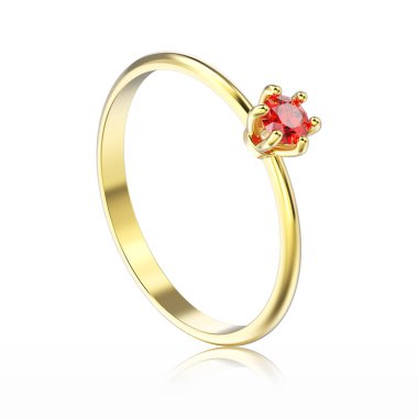 3D illüstrasyon izole sarı altın geleneksel solitaire engag