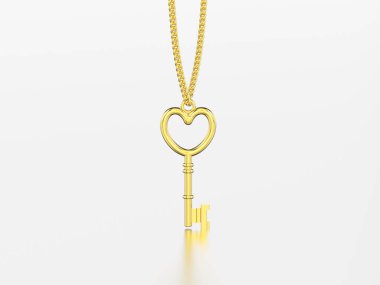 3D resimde sarı altın dekoratif anahtar bir duymak şeklinde