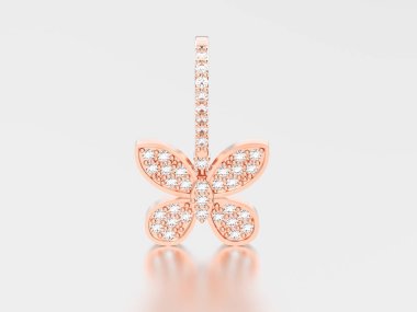 3D çizim altın dekoratif Pırlanta kelebek küpe w gül