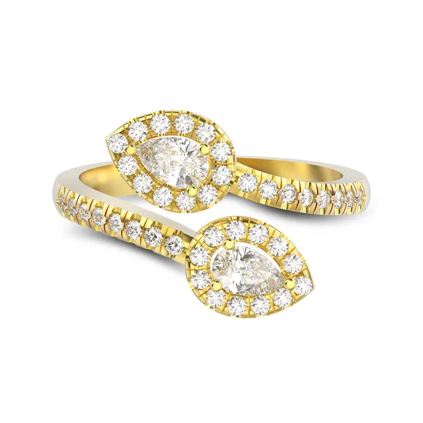 Ilustración 3D anillo de diamantes de oro amarillo aislado con s — Foto de Stock
