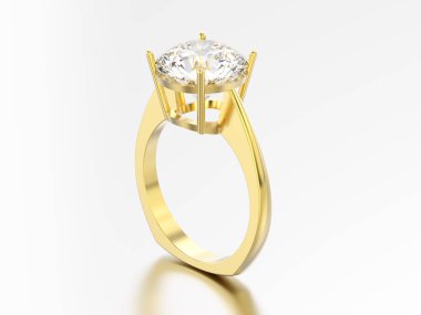 3D illüstrasyon izole sarı altın nişan euro tarzı ring 