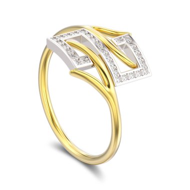 3D çizim altın nişan dekoratif elmas r ile gümüş