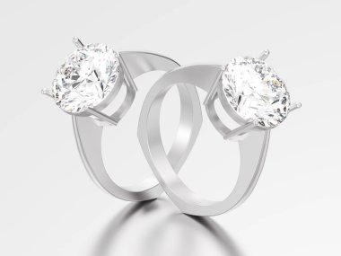 3D resimde iki beyaz altın veya gümüş nişan euro tarzı r