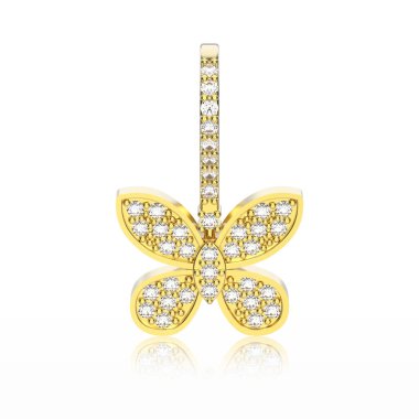 3D illüstrasyon izole sarı altın veya gümüş dekoratif diamon