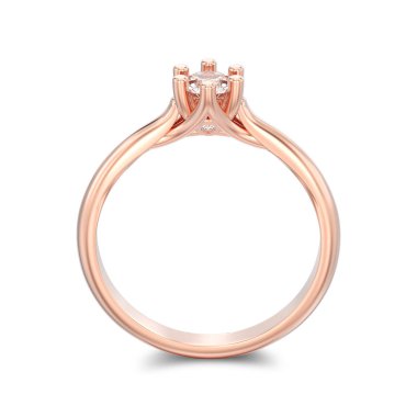 3D illüstrasyon izole gül altın nişan dekoratif halka wi