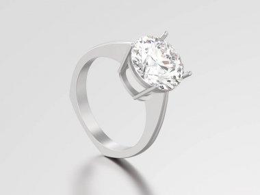 3D resimde beyaz altın veya gümüş nişan euro tarzı ring 