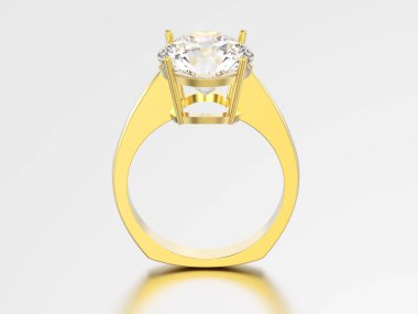 3D illüstrasyon izole sarı altın nişan euro tarzı ring 