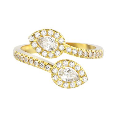 3D illüstrasyon izole sarı altın broşürü elmas yüzük