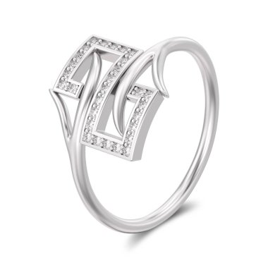 3D resimde beyaz altın veya gümüş nişan dekoratif diamo