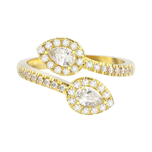 3D illüstrasyon izole sarı altın broşürü elmas yüzük