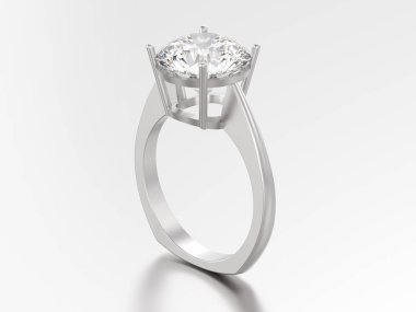 3D resimde beyaz altın veya gümüş nişan euro tarzı ring 