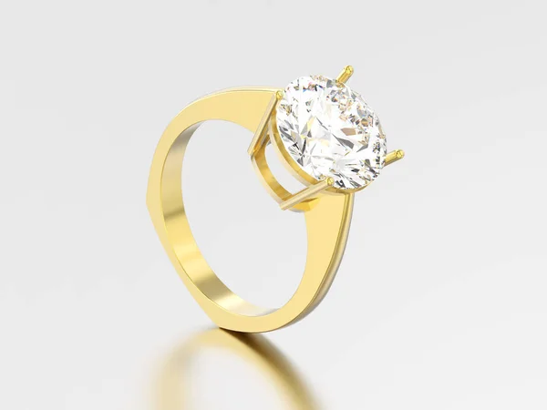 Ilustración 3D anillo de compromiso de oro amarillo estilo euro con diam —  Fotos de Stock