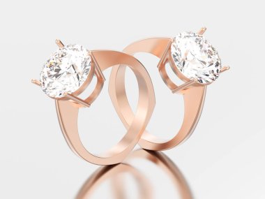 3D resimde iki gül altın nişan euro stili halka ile di