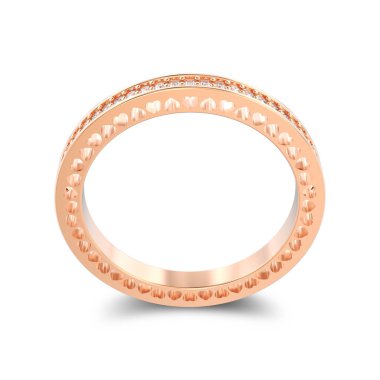 3D illüstrasyon izole gül altın sonsuzluk bant yüzük diamo