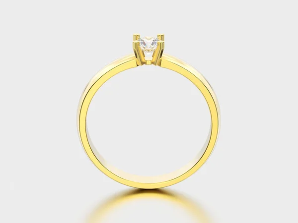 3D illustration yellow gold traditional solitaire engagement dia — Stock Photo, Image