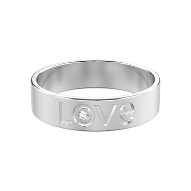 3D illüstrasyon izole beyaz altın veya gümüş nişan yüzük wi