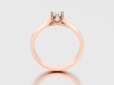 3D çizim gül altın geleneksel solitaire nişan diamo