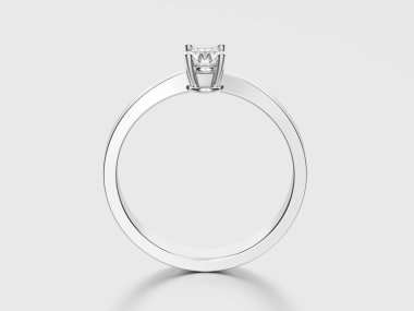 3D resimde beyaz altın veya gümüş geleneksel solitaire engag