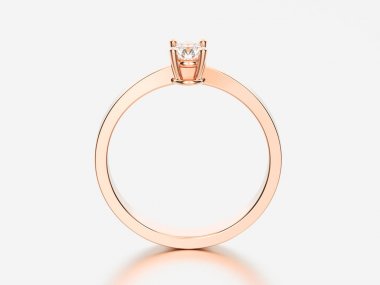 3D çizim gül altın geleneksel solitaire nişan diamo