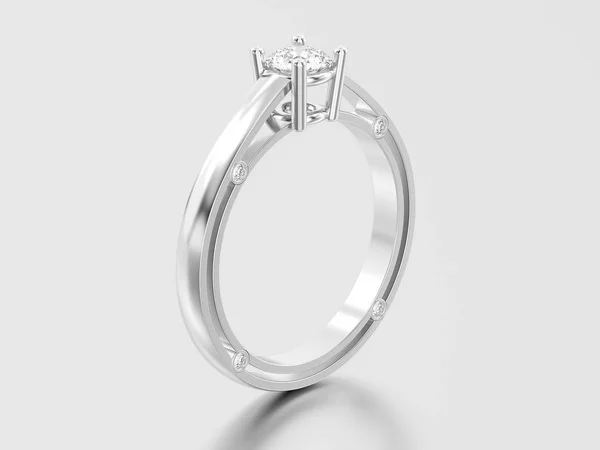 3d Illustration Weißgold oder Silber dekorative Solitaire engagieren — Stockfoto