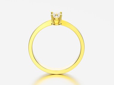 3D resimde sarı altın dekoratif solitaire nişan diam