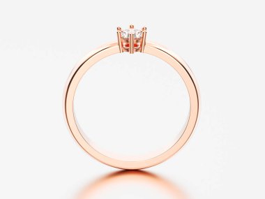 3D çizim gül altın geleneksel solitaire nişan diamo