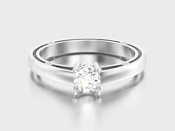 3D illustration white gold or silver decorative solitaire engage — Stock Photo, Image