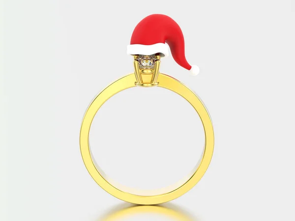 3d Illustration Gelbgold Solitär Verlobungsring Diamantring in — Stockfoto