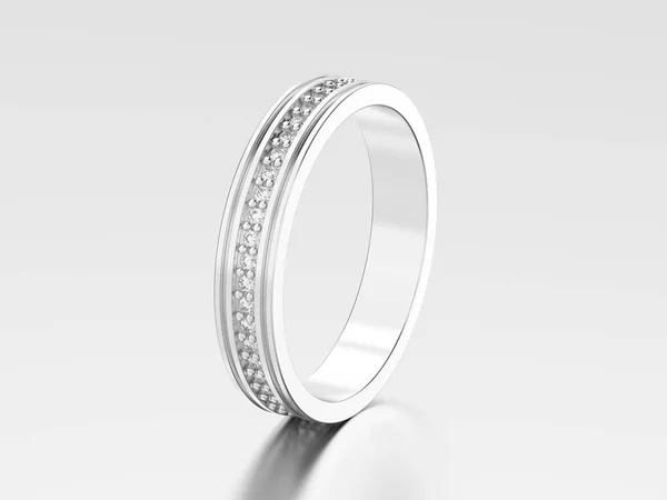 3D obrázek bílé zlato nebo stříbro zásnubní snubní prsten dia — Stock fotografie