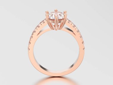 3D çizim altın tek taş nişan elmas yüzük ile yükseldi