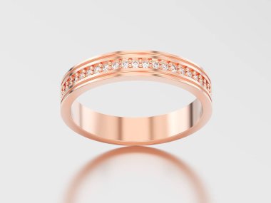 3D çizim altın nişan alyans pırlanta yüzük w gül