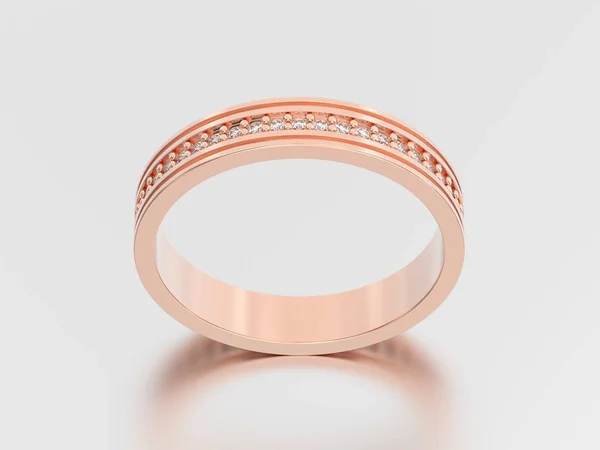 Ilustração 3D subiu ouro noivado aliança de casamento anel de diamante w — Fotografia de Stock