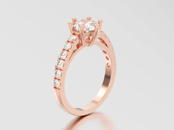 Ilustración 3D anillo de diamantes de compromiso solitario de oro rosa con — Foto de Stock