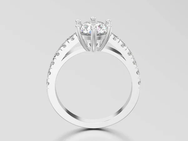 3D illustration white gold or silver solitaire engagement diamon — Stock Photo, Image