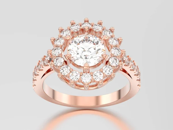 3D çizim altın tek taş dekoratif elmas yüzük ile yükseldi