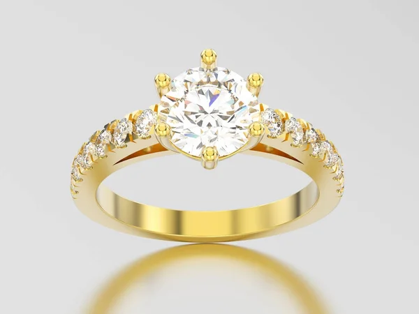 Illustration 3D bague de fiançailles solitaire en or jaune wi — Photo