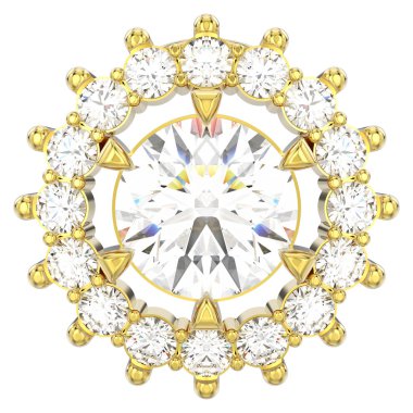 3D illüstrasyon izole sarı altın ayrıntı halo halkasının di ile